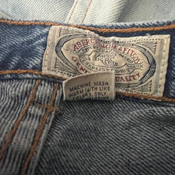 Abercrombie & Fitch Y2K Vtg Dip Dye High Rise Cut Off Denim Shorts 8 Distressed - Picture 8 of 9